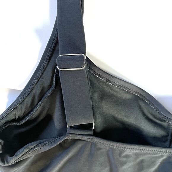 Women's one piece swimsuit block color black and white large simple bathing suit - Picture 8 of 16